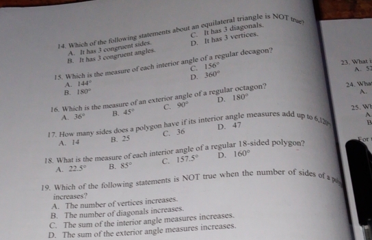 Solved: Which of the following statements about an equilateral triangle ...
