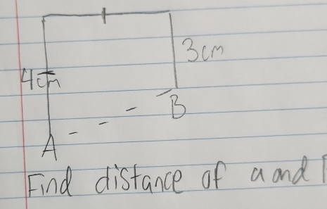 3cm
B
A
Find distance of a andl