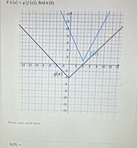 h(x)=g(f(x)) , find h(0).
Show your wark here
h(0)=