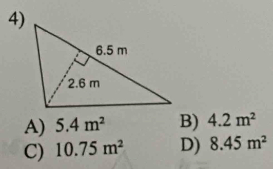 A) 5.4m^2
B) 4.2m^2
C) 10.75m^2
D) 8.45m^2