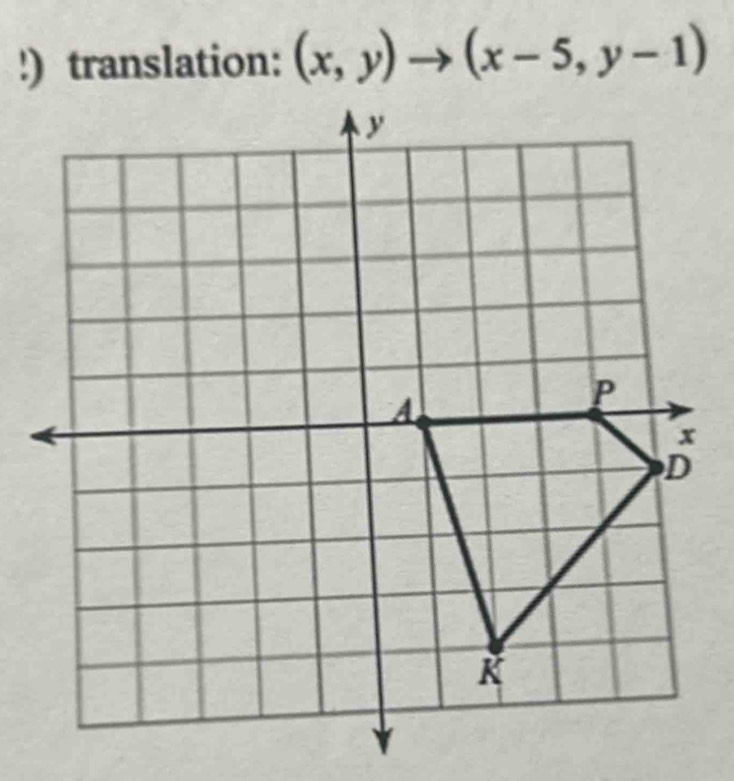 !) translation: (x,y)to (x-5,y-1)