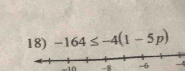 -164≤ -4(1-5p)
-10 -8 -4