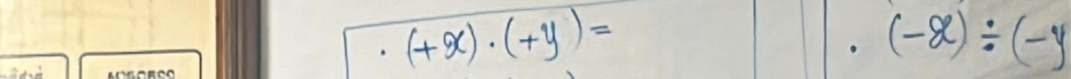 (+x)· (+y)=
(-x)/ (-y