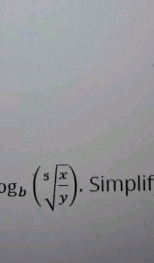 og_b(sqrt[5](frac x)y). Simplif