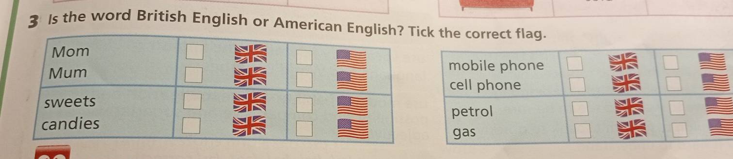 Is the word British English or American Englick the correct flag.