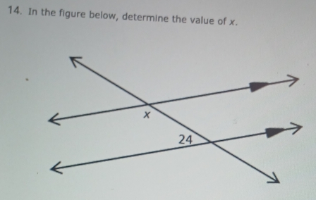 In the figure below, determine the value of x.