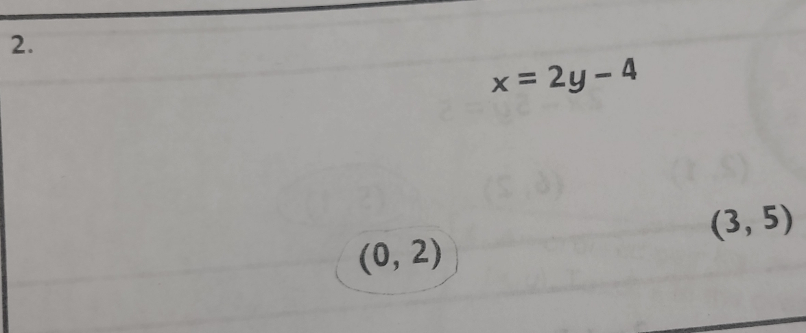 x=2y-4
(3,5)
(0,2)