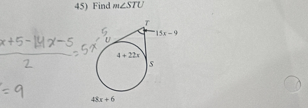 Find m∠ STU