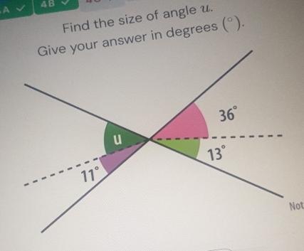 A
4B
Find the size of angle u.
(^circ ).