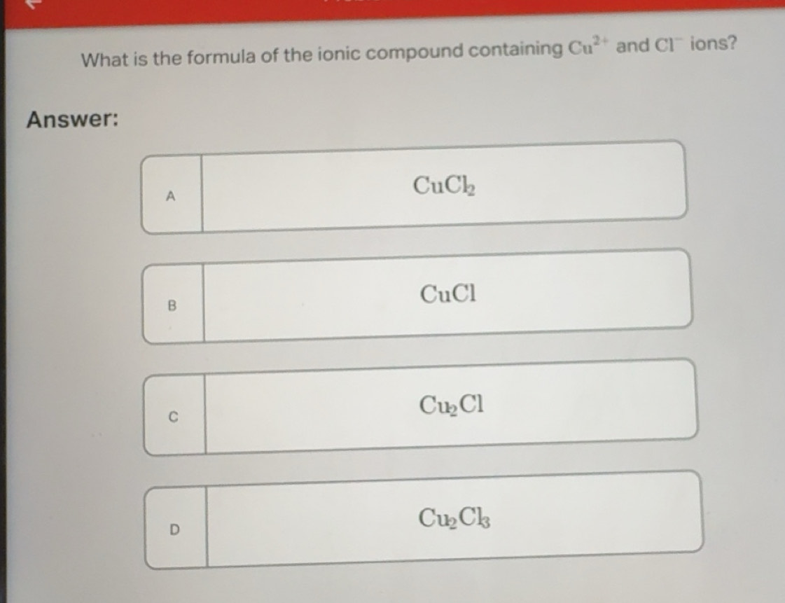 Solved: What is the formula of the ionic compound containing Cu^(2 ...