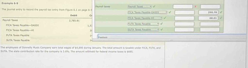 Solved: Example 6-9 Payroll taxes Payroll Taxes √ x The journal entry ...