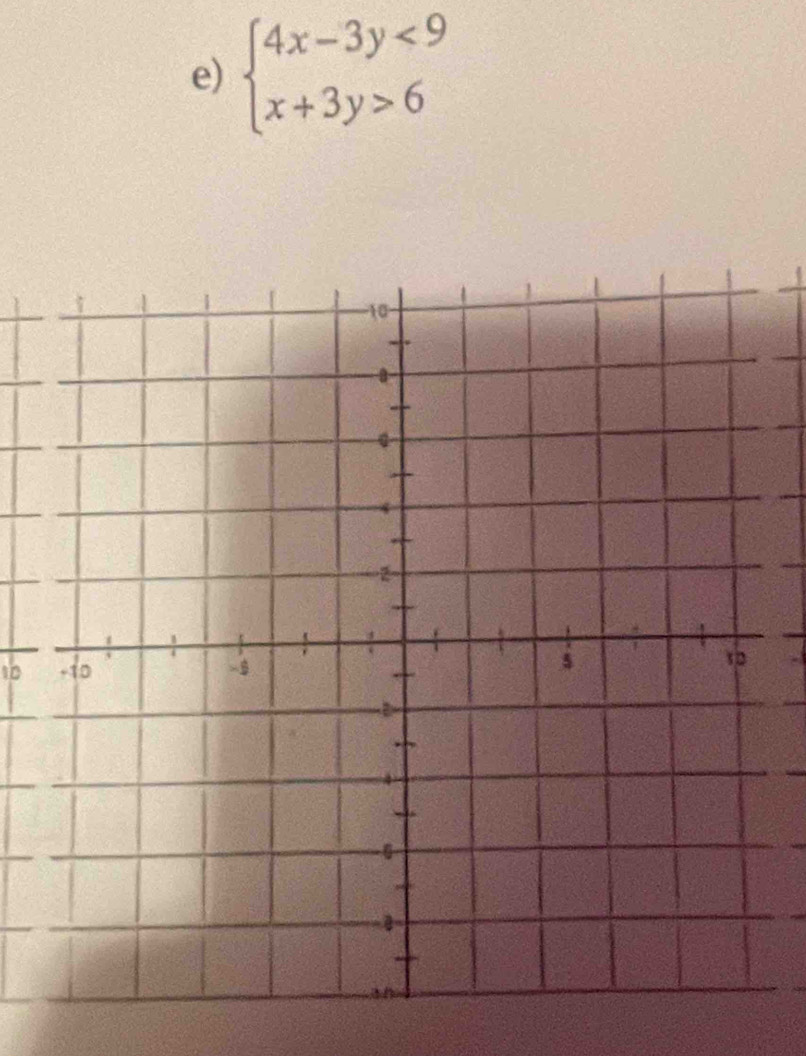 beginarrayl 4x-3y<9 x+3y>6endarray.
10 .