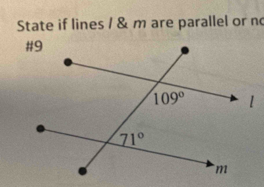 State if lines / & m are parallel or no