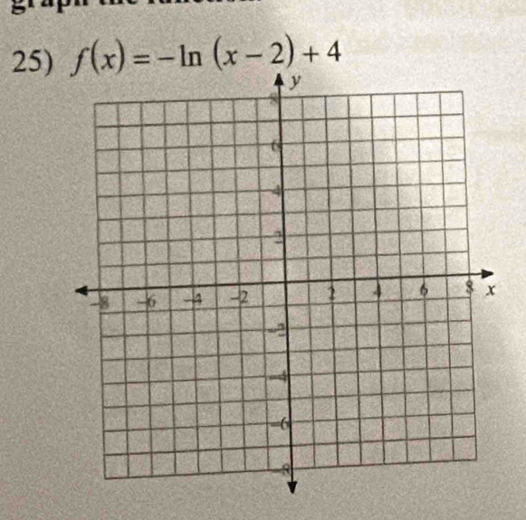 f(x)=-ln (x-2)+4