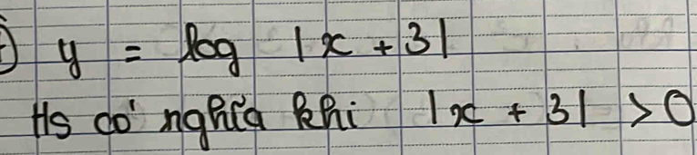 y=log |x+3|
Hs co nghca Rhi |x+3|>0