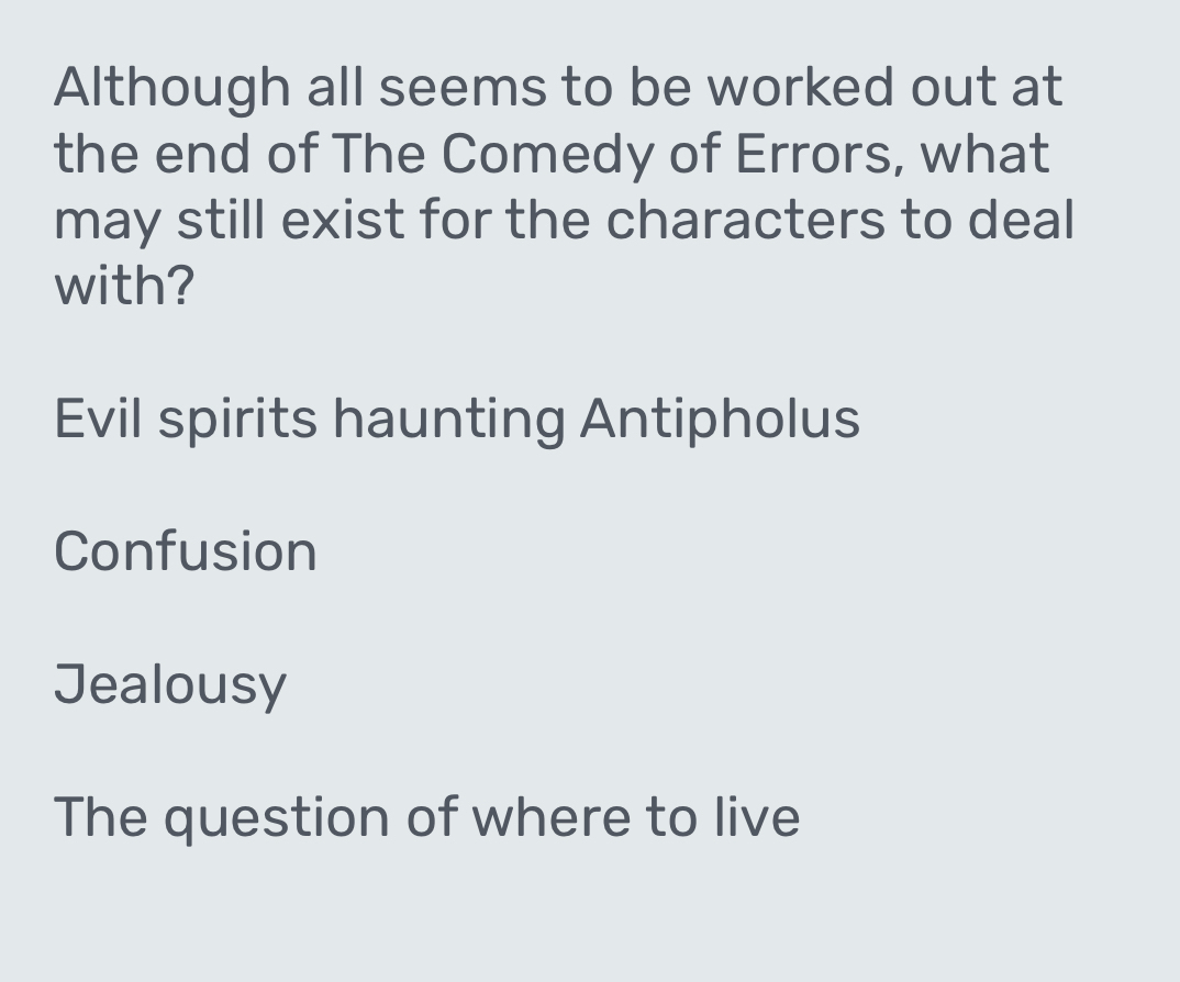 Solved: Although all seems to be worked out at the end of The Comedy of ...
