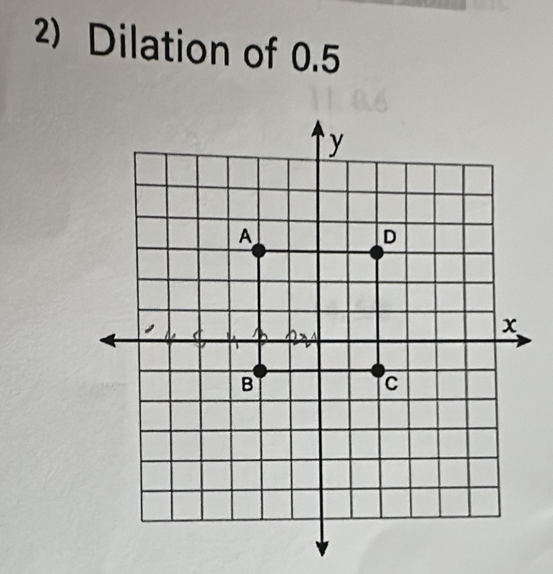 Dilation of 0.5
y
A 
D

x
1
B 
C