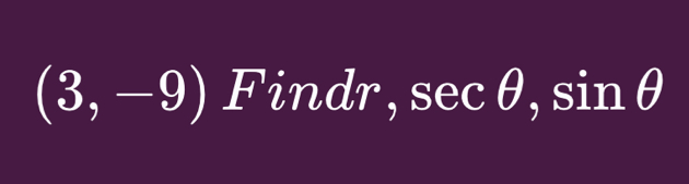 (3,-9) Findr, sec □ 1  1/2 ( S I frac 10 nθ