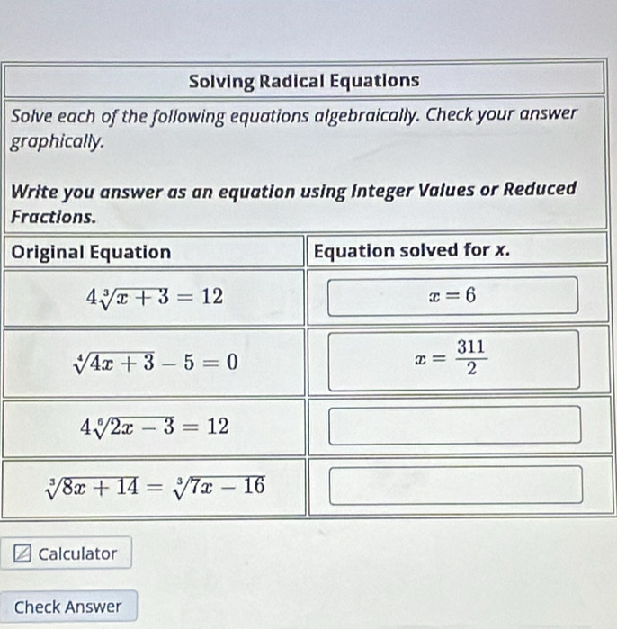 So
gr
W
F
O
Calculator
Check Answer