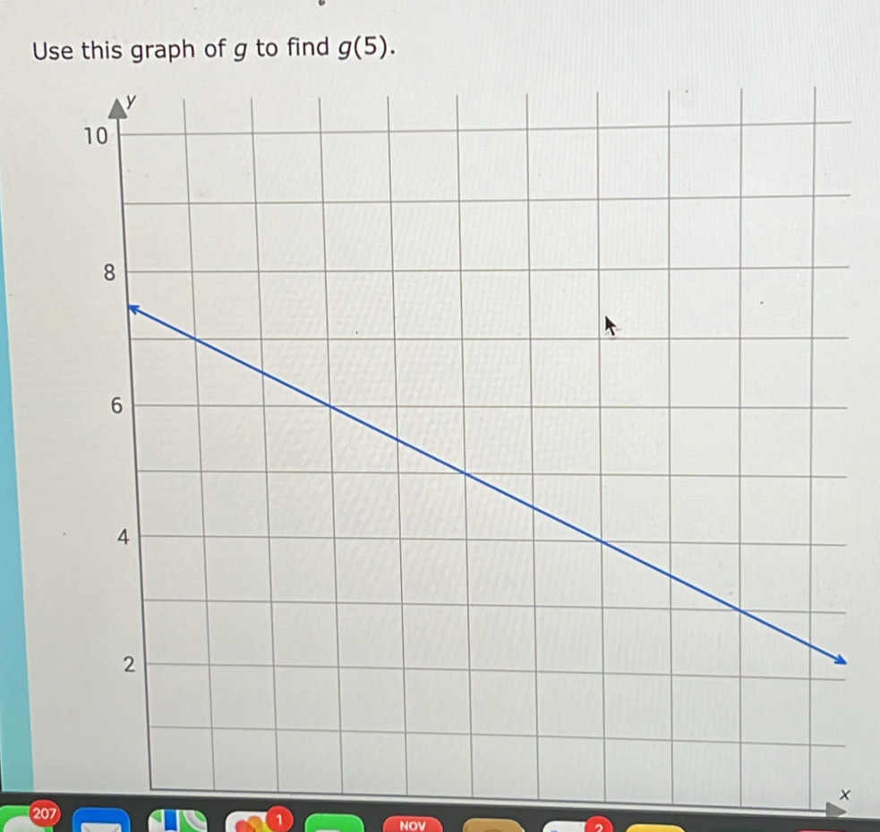 Use this graph of g to find g(5). 
× 
207 
NOV