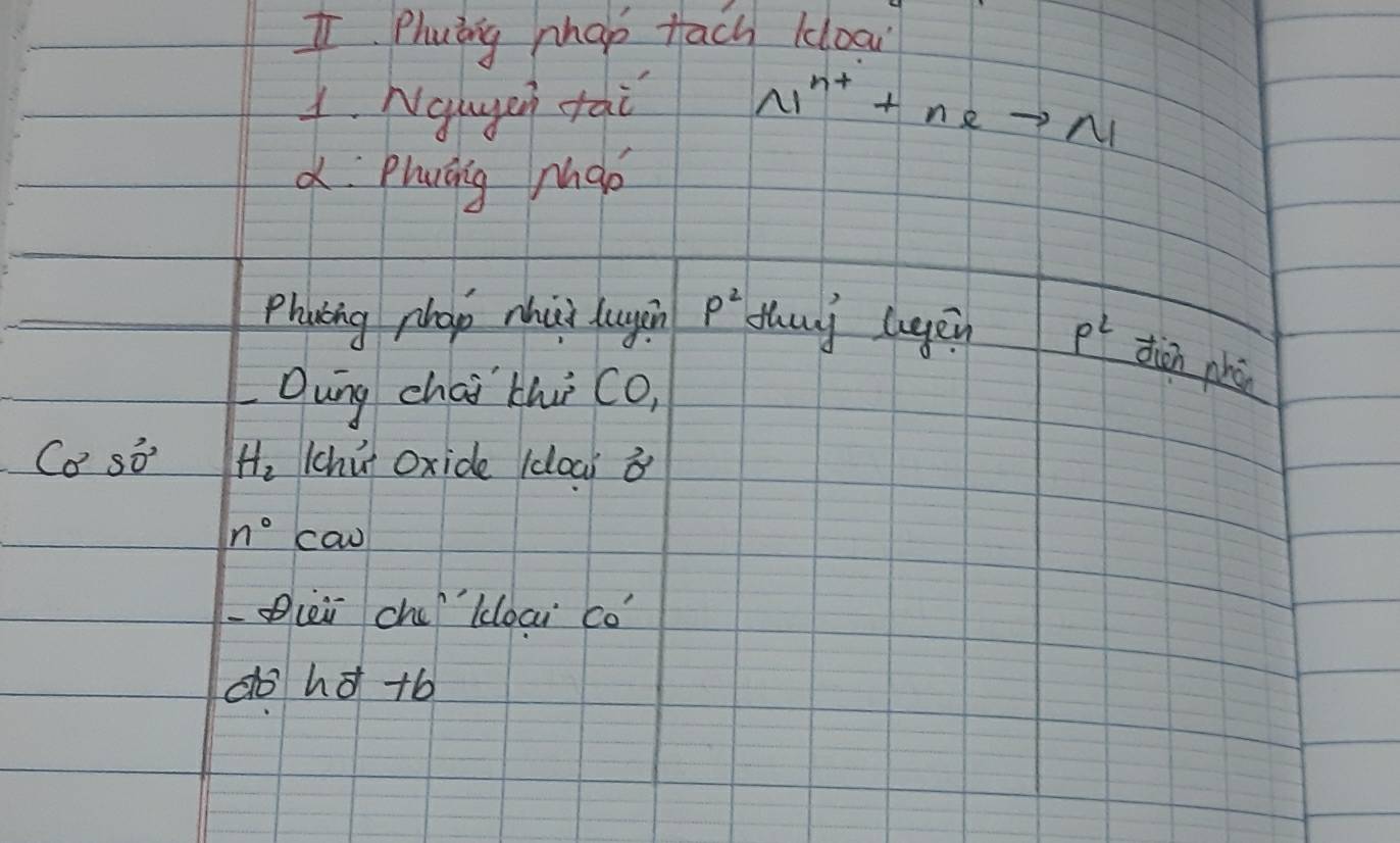 Phying phap tach kloow 
1. Ngugen tai N^(n+)+neto N
XPhuáng Mào 
Phoing phap mhu lugin p^2 thay lgen p^2 diān phàn 
Qung chai thì co,
Co^250° H_2 Chú Oxide (doai i
n° caw 
ièi ch'`lcloai có 
dohd +b