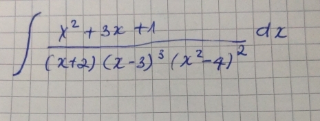 ∈t frac x^2+3x+1(x+2)(x-3)^3(x^2-4)^2dx