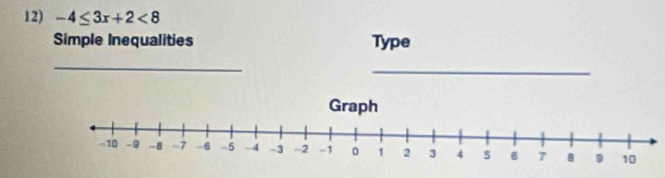 -4≤ 3x+2<8</tex> 
Simple Inequalities Type 
_ 
_ 
Gra