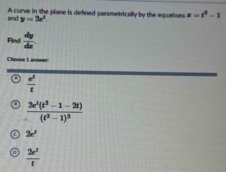 Solved: A curve in the plane is defined parametrically by the equations ...