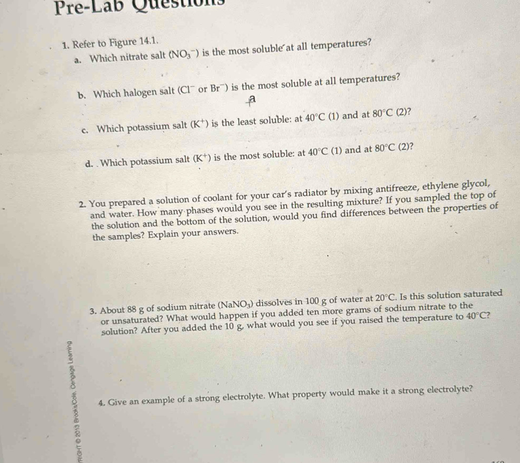 Solved: Pre-Lab Questions 1. Refer to Figure 14.1. a. Which nitrate ...