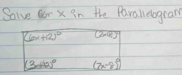 Solve Bor X in the Parallelogram