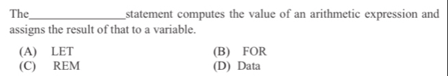 Solved: The_ statement computes the value of an arithmetic expression ...