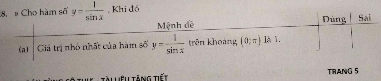 » Cho hàm số y= 1/sin x . Khi đó
tài Liêu tăng tiết TRANG 5