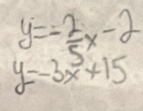 y=- 2/5 x-2
y=-3x^3+15