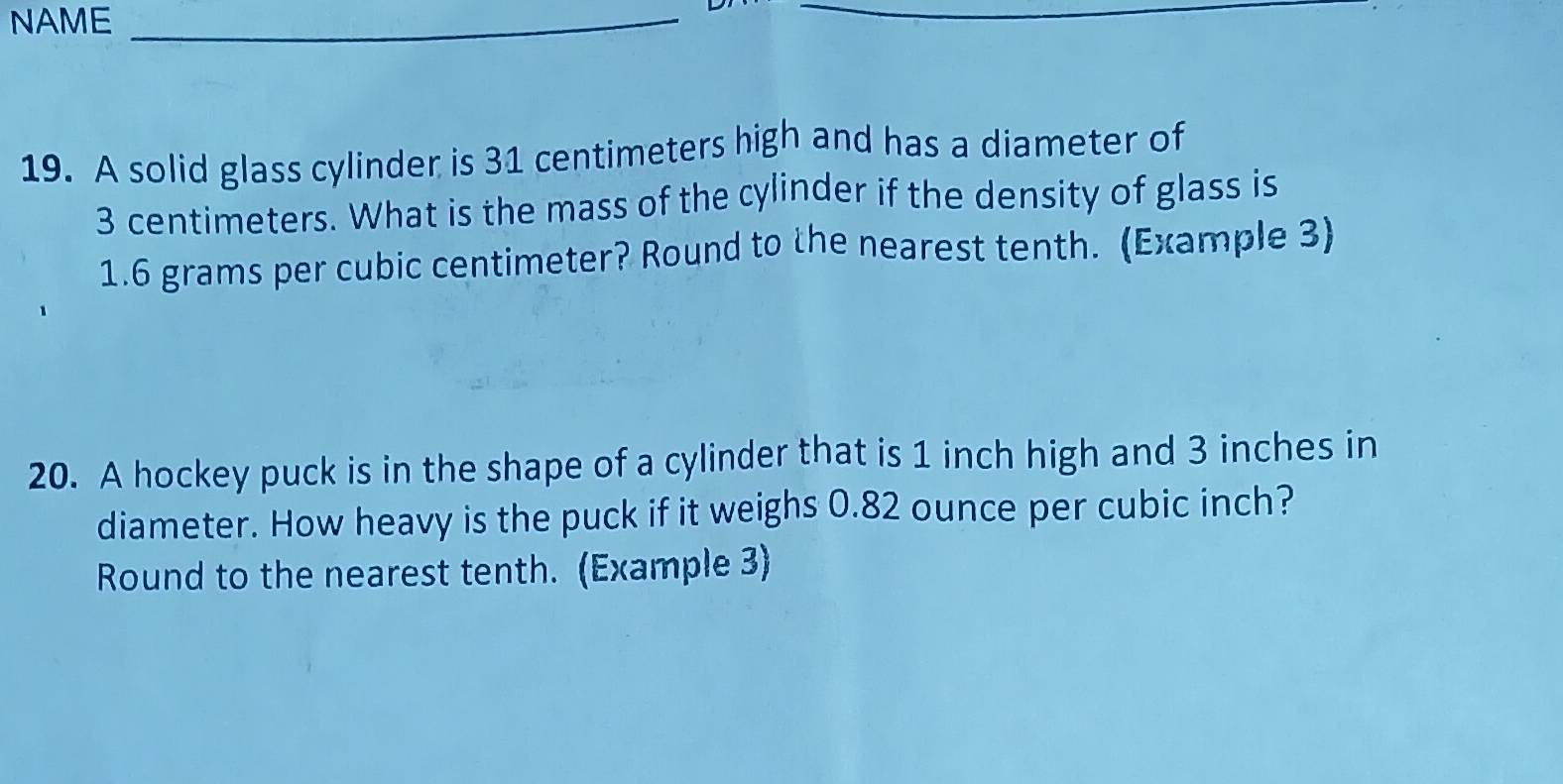 Solved: NAME_ 19. A solid glass cylinder is 31 centimeters high and has ...