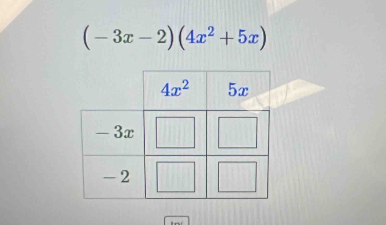 (-3x-2)(4x^2+5x)