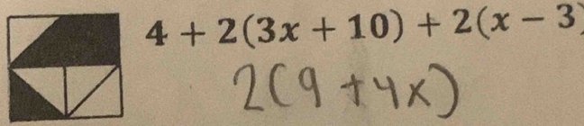 4+2(3x+10)+2(x-3