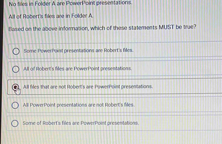 No files in Folder A are PowerPoint presentations. All of Robert's ...