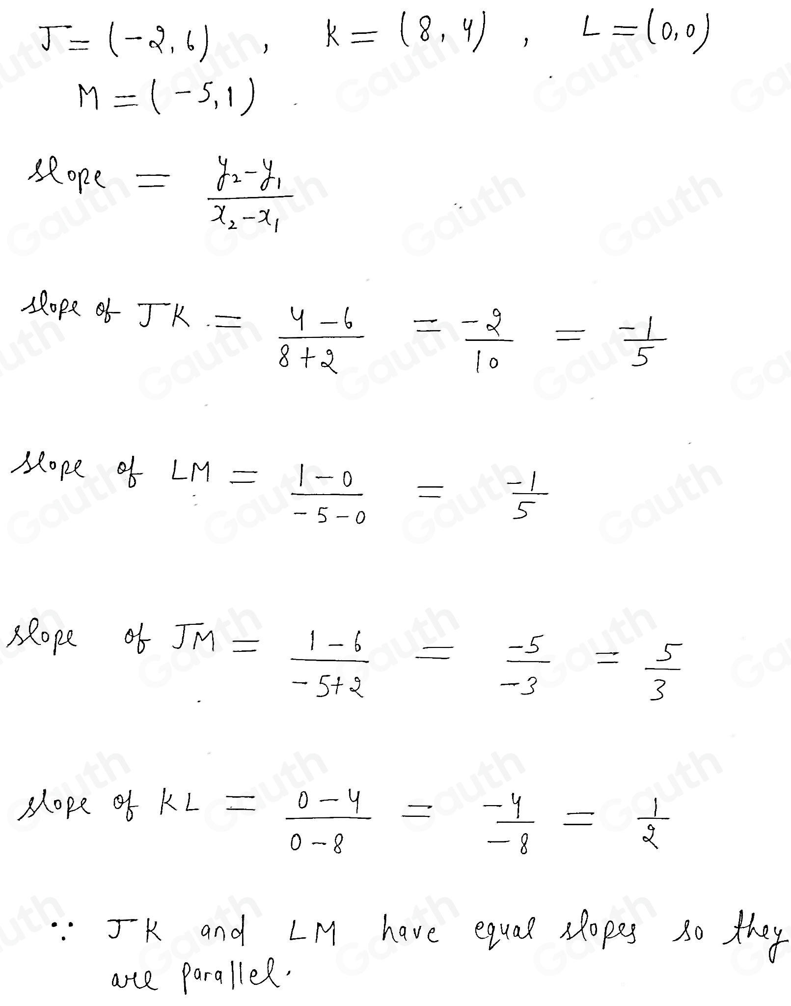 Solved: Quadrilateral JKLM has vertices at J(-2,6), K(8,4), L(0,0