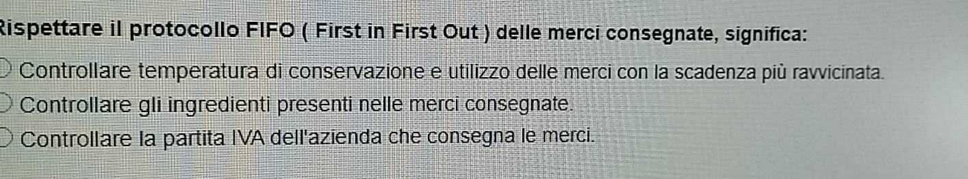 Risolto:Rispettare il protocollo FIFO ( First in First Out ) delle ...