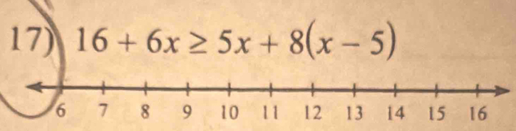 16+6x≥ 5x+8(x-5)