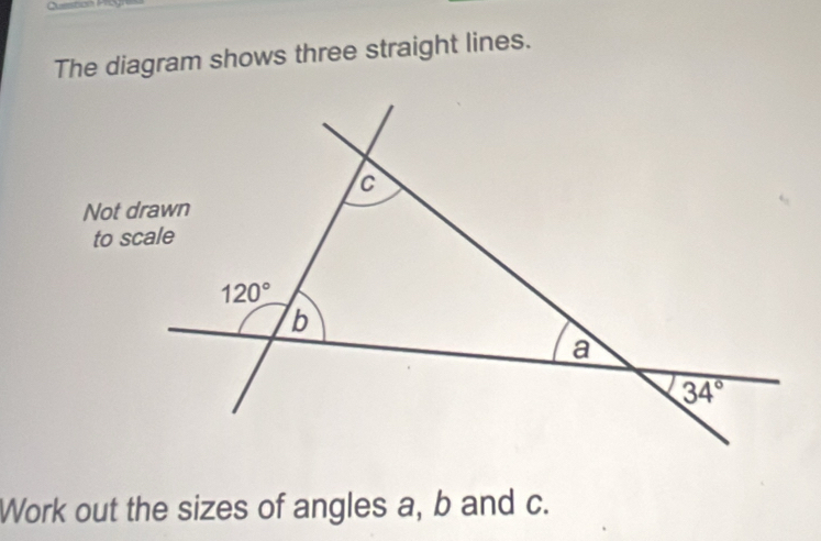 Solved: The diagram shows three straight lines. Work out the sizes of ...