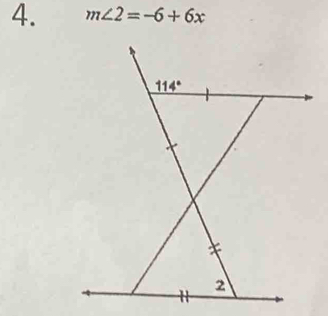 m∠ 2=-6+6x