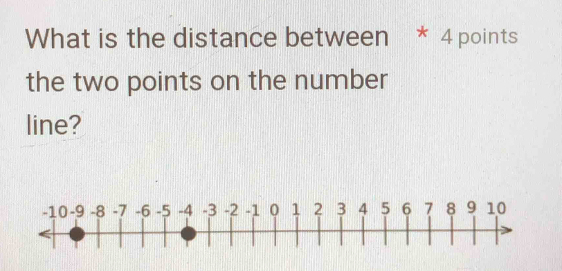 What is the distance between * 4 points 
the two points on the number 
line?