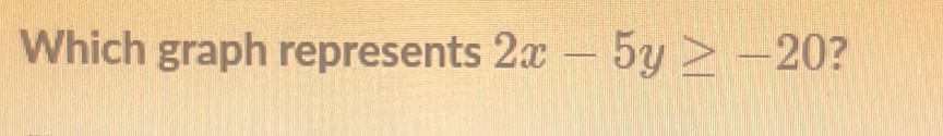 Which graph represents 2x-5y≥ -20 ?