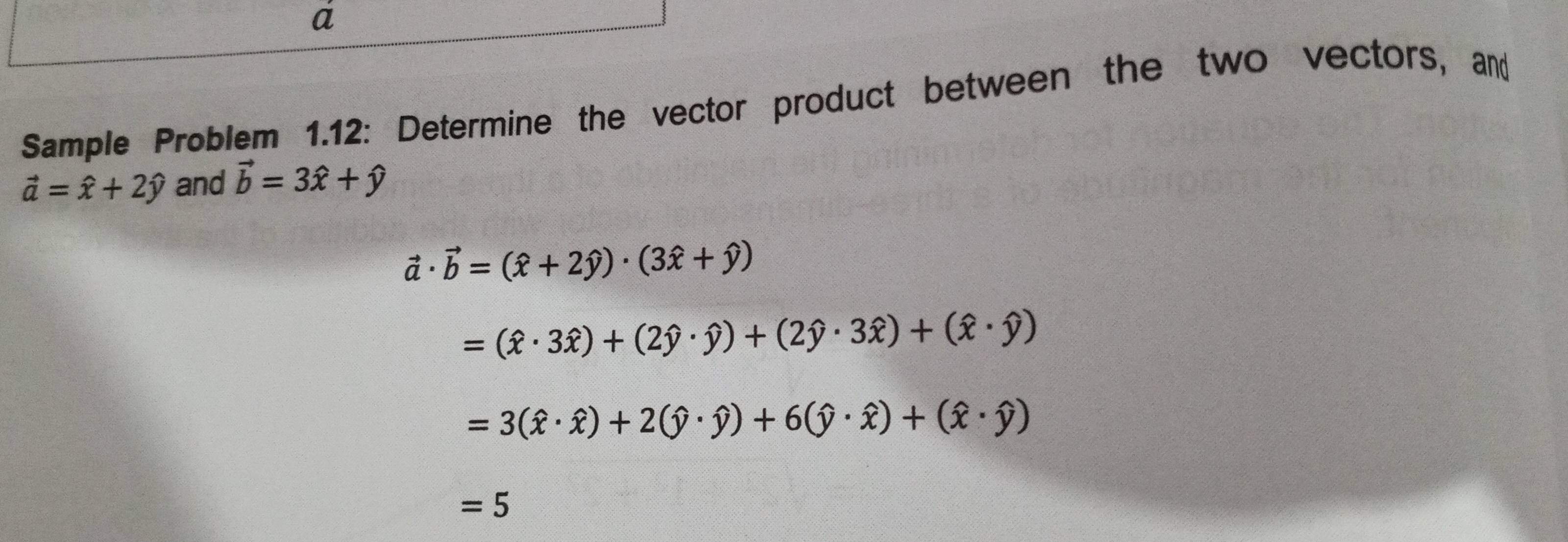 Solved: a Sample Problem 1.12: Determine the vector product between the ...
