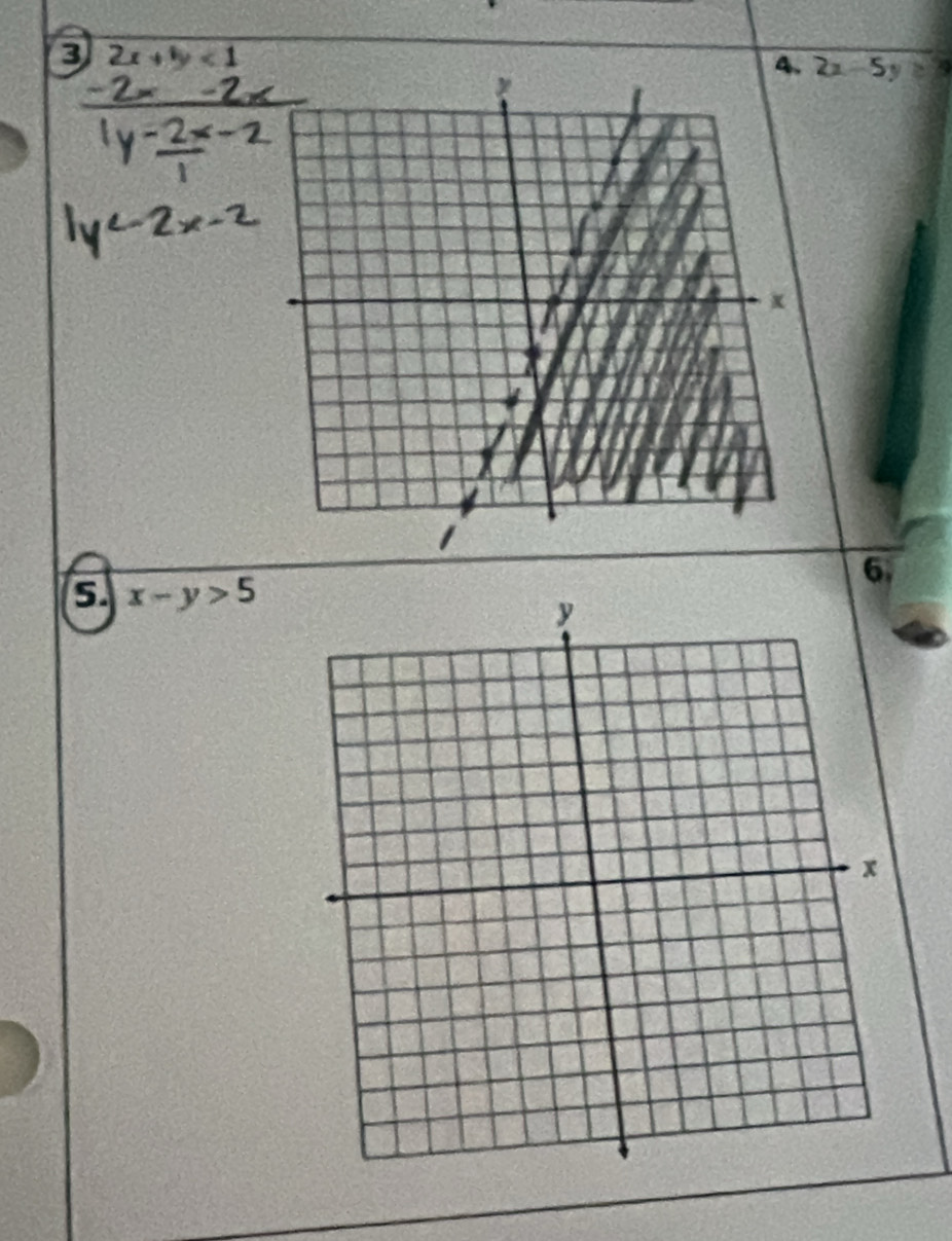 3 2x+y<1</tex>
2x-5y≥ 9
6
a x-y>5