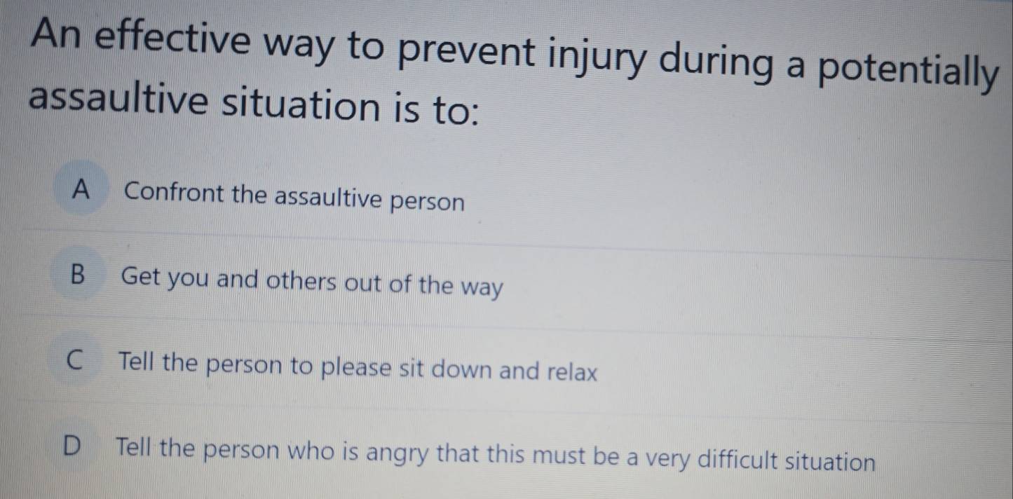 Solved: An effective way to prevent injury during a potentially ...