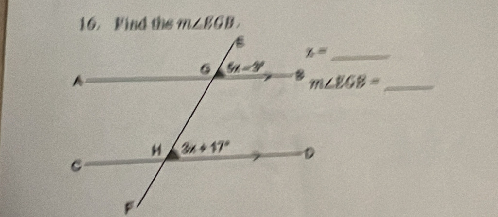 Find the m∠ EGB.
% = _
m∠ EGB= _