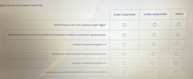 atest the coned answer in each row