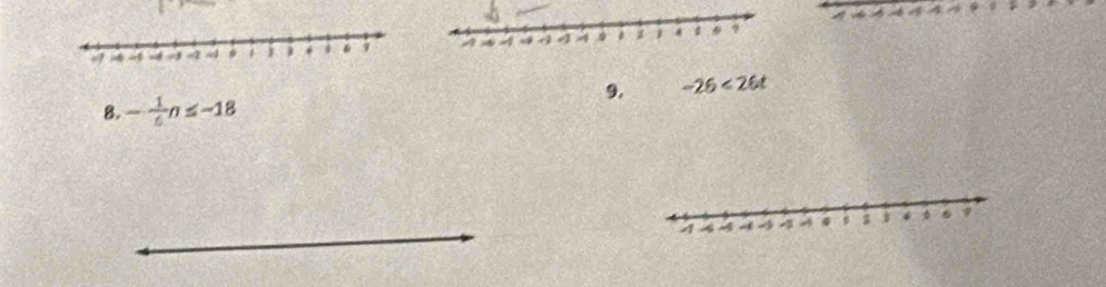 4 
9. -26<26t</tex> 
8. - 1/6 n≤ -18